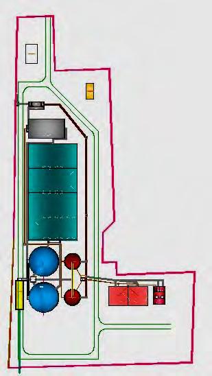 Wastewater Influent Pump Sump Office Building Laboratary Primary Sedimentation Tank Primary Sedimentation Tank Secondary Sedimentation Tank Sludge Digester Beltpress Layout Plan of Sewage Treatment