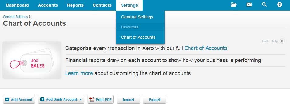 Setting up a Clearing Account In Xero 1. Go to the Settings tab 2. Click Chart of Accounts 3. Click +Add Account The Add New Account dialog box will appear 1.