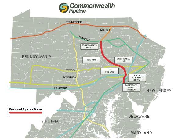 Pipelines: Commonwealth Begins at MARC I and ends at the Eagle interconnect near Downington, PA Includes interconnection with UGI s Temple LNG facility Approximately 800MMcf / day UGI and a