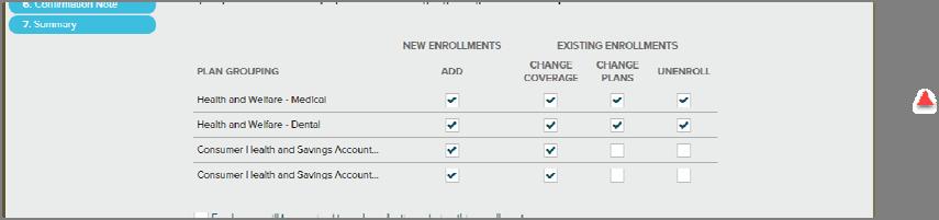 Actions and Descriptions The following table describes the options that you can select on the Add a New Enrollment Profile, Available Actions page to specify actions that employees can take during