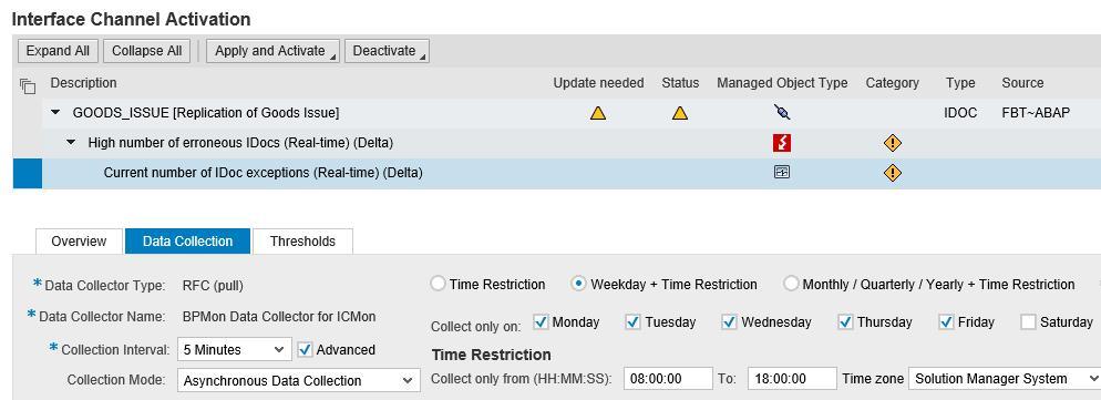 Switch to the metric level and provide the scheduling in tab Data Collection.