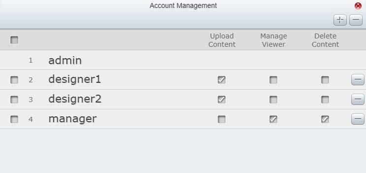Signage Station: User Management Admin can add/remove users Set user permissions