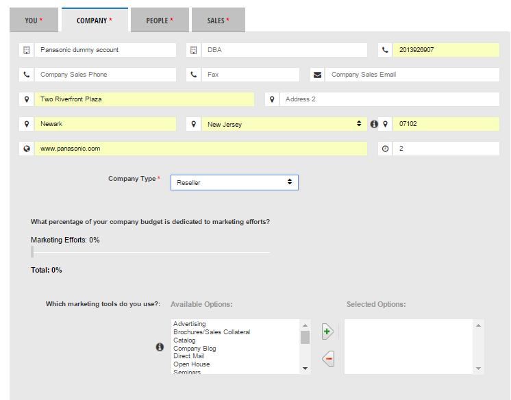 How to Apply for Authorization (cont d) 9. Complete User Information for YOU, COMPANY, PEOPLE, AND SALES tabs.