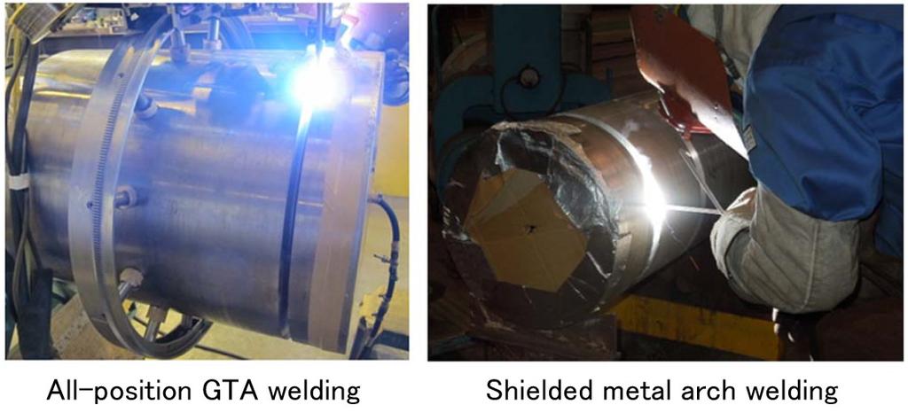 The structures of the welded joints were metallographically normal, and no abnormalities were seen in the hardness distribution.