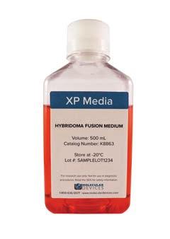 Does not contain supplements to support growth. XP Media Hybridoma Fusion Recovery Medium, P/N K8864 Used to promote hybridoma viability after the fusion process but before clone selection.