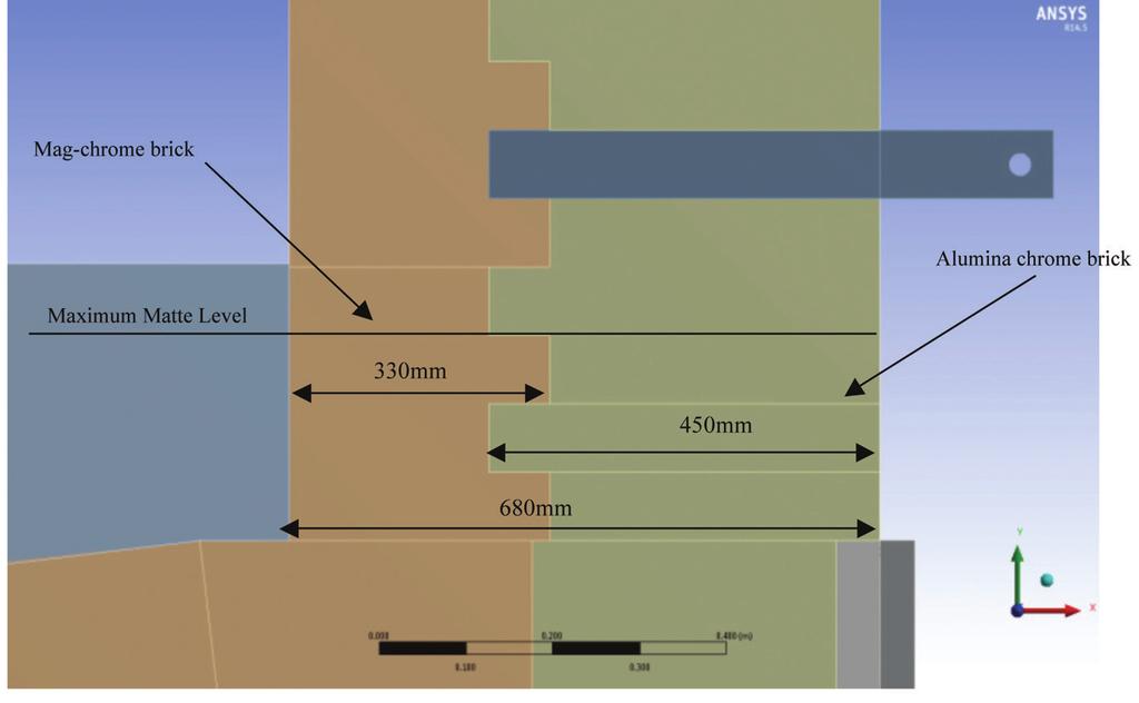 Figure 2 Layout of the tidal zone for the lower sidewall with no cooling in the tidal zone Figure 3 Temperature distribution in the tidal zone for lower sidewall with no cooling in the tidal zone