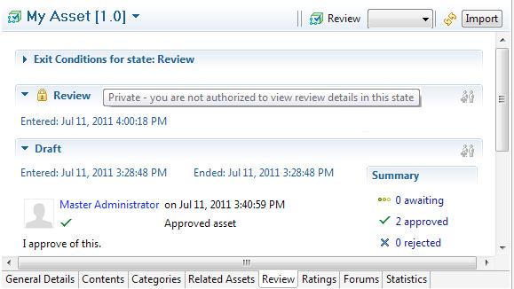 Private review (RAM client for Eclipse) States in a lifecycle can have a private review.