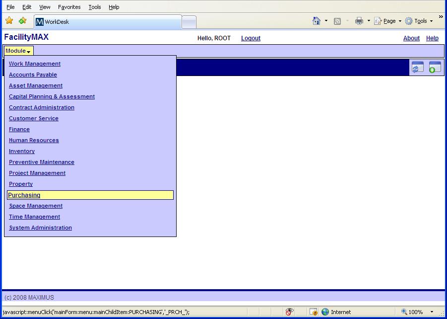 Open FacilityMax Open Internet Explorer, and enter one of the followin