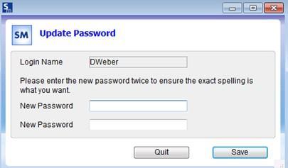The Update Password screen will open.