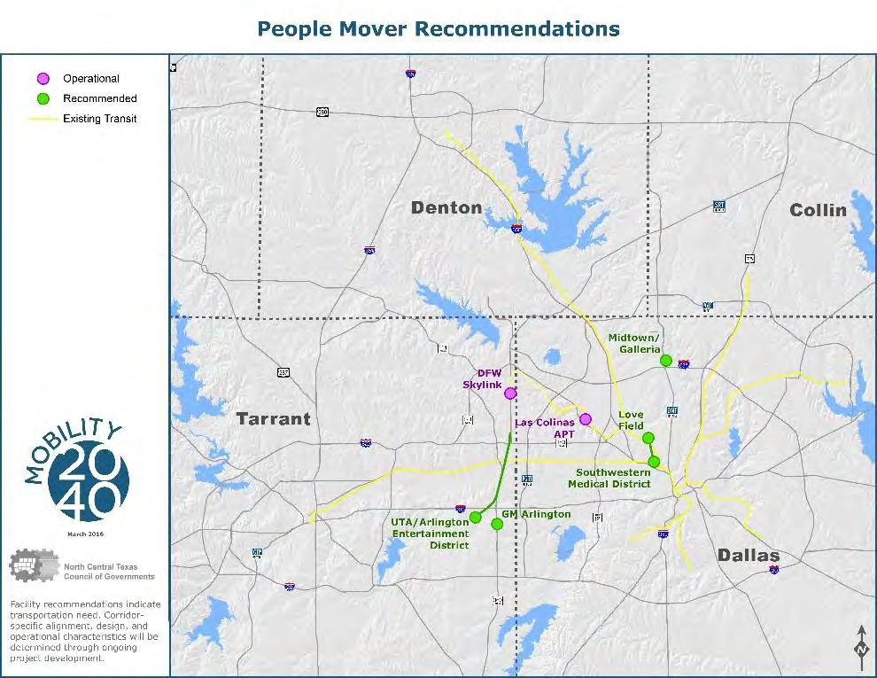 Mobility 2040 6-30 Exhibit 6-16: People Mover Recommendations identifies potential corridors in the region.