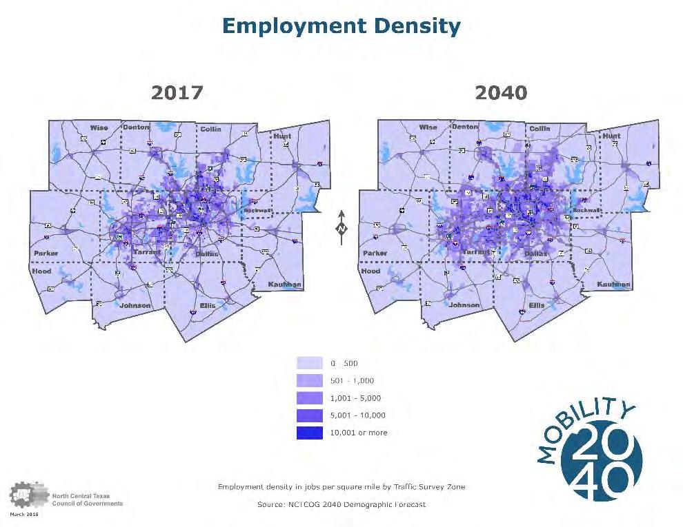 Employment Forecast The North Central Texas Council of Governments forecasts employment growth to ensure that transportation facilities provide the region s residents with access to jobs.