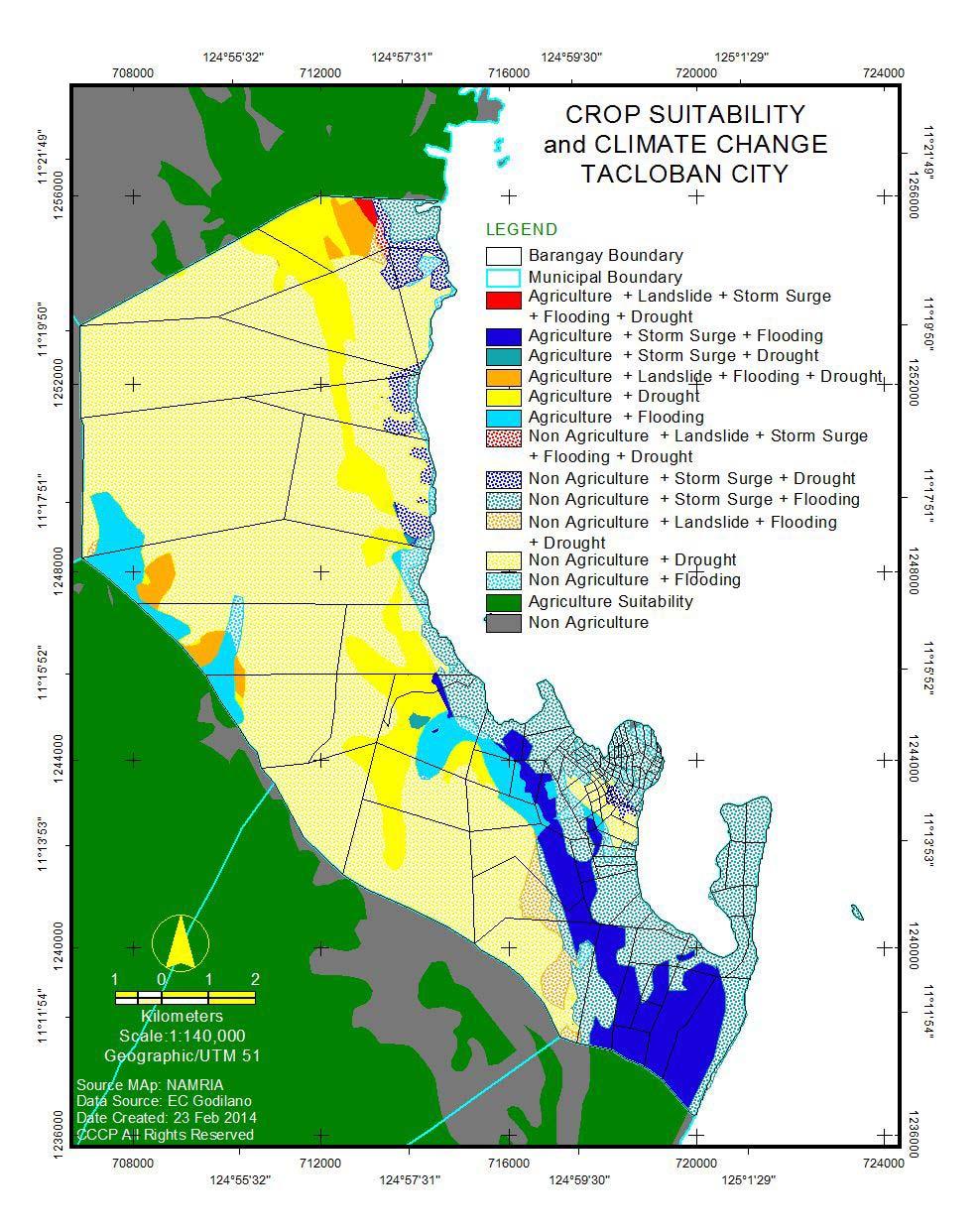 Integrated CC and Hazard Map Integrated Map: Tacloban City 11 No CC Impacts to Agri and Non Agri Hectares Percent 1 Agriculture + Landslide + Storm Surge + Flooding + Drought 15.15 0.