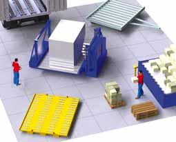 Pallet transfer to slave pallets, workstations, lorries, powered conveyors or storage positions. High manoeuvrability.