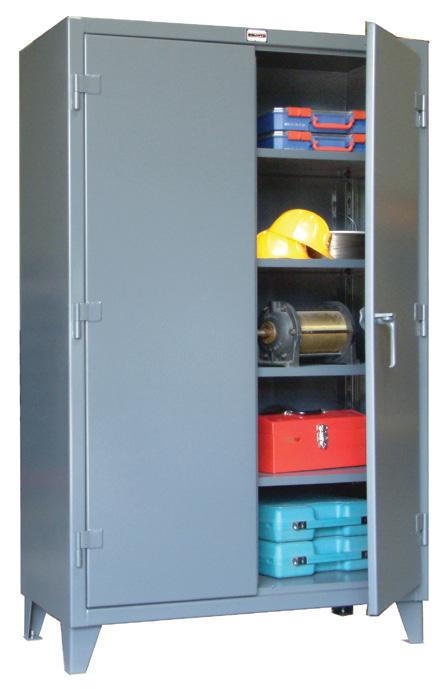 Storage Cabinets Heavy Duty Standard Cabinets Heavy Duty, 12 gauge Steel, all welded design, specifically for industrial applications Each cabinet includes: 14 gauge shelves with up to 1900 lb.