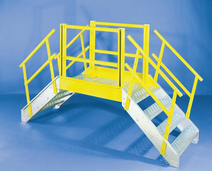 Catwalks feature rugged platform frames, 42 high safety railings and 4 high kickplates Choose ships stairs or stairways for access 3 pre-configured heights, multiple lengths with add-on units