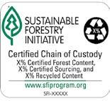 The SFI Certified Sourcing label does not make claims about certified forest content.