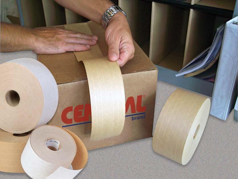 Water-activated tapes bond instantly to both virgin and recycled fiber (corrugated carton, paper, etc.