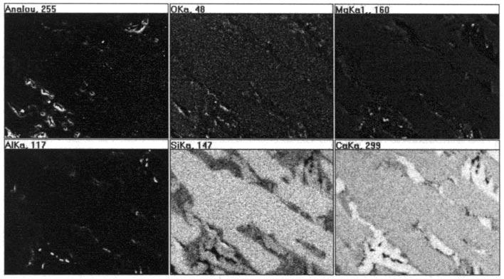 6 spot analyses in atomic per cent Figure 5. SEM image of sample from trial no.