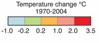 temperature change: 3-4 C (end of century) 100% of observed data series in Africa for physical,