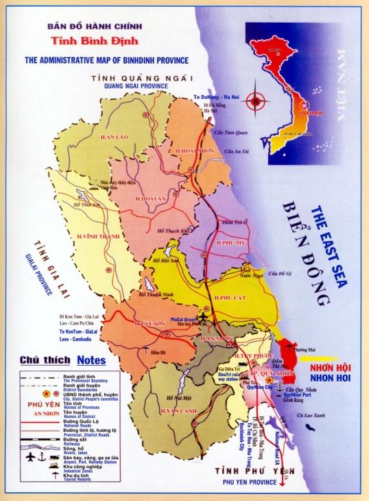 Quy Nhon City of Binh Dinh Province Binh Dinh Province Area: 6,025 km 2 (2.326,3 sq miles) Coastal line: 134 km.