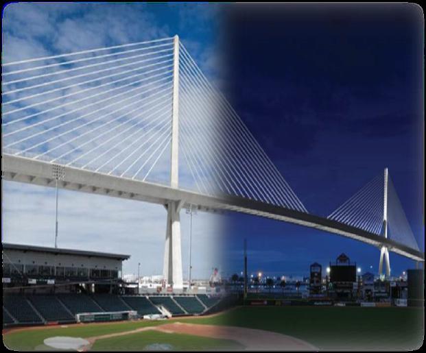 NEW HIGH-CLEARANCE BRIDGE Iconic structure and the longest cable-stayed bridge in the Western Hemisphere Designated as a 100 year bridge to