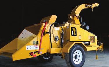 The feed system utilizes a 20-inch diameter feed wheel with planetary drive motor to pull in stubborn brush and limbs.