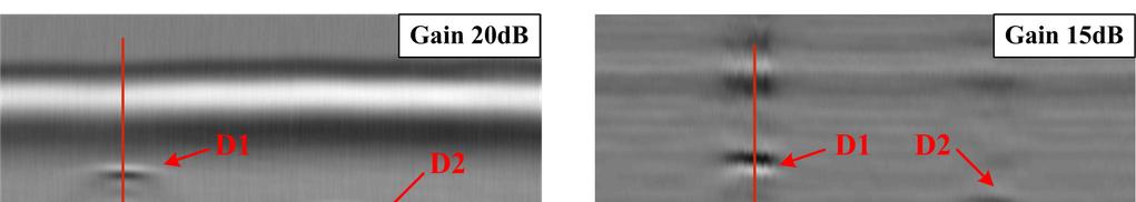 3 Test results Specimen 1 D-scan images of base metal