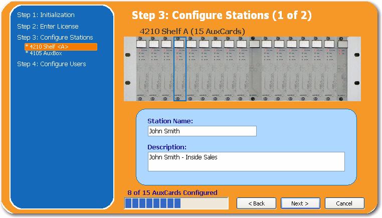 Licenses box. Step 3: Configure Stations 7. Assign a name and description to each Station.