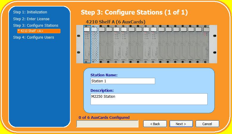 M2250 Console Configuration Step 2 The selected TN2 card will be shown in light blue.