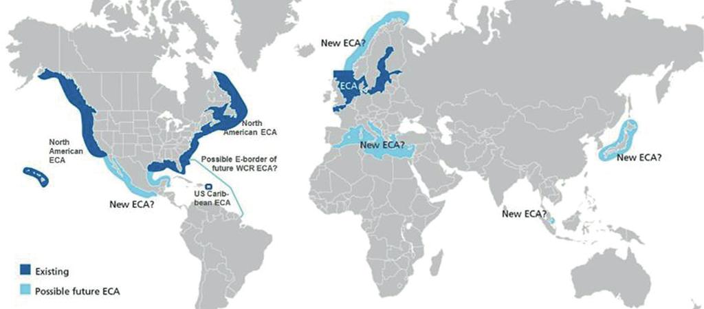 Figure 1. Existing and planned ECAs around the world The Scope of the Study No such ECA is planned to be introduced in the Arctic.