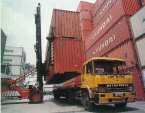 -Modern fleet of container stacking forklift that can handle