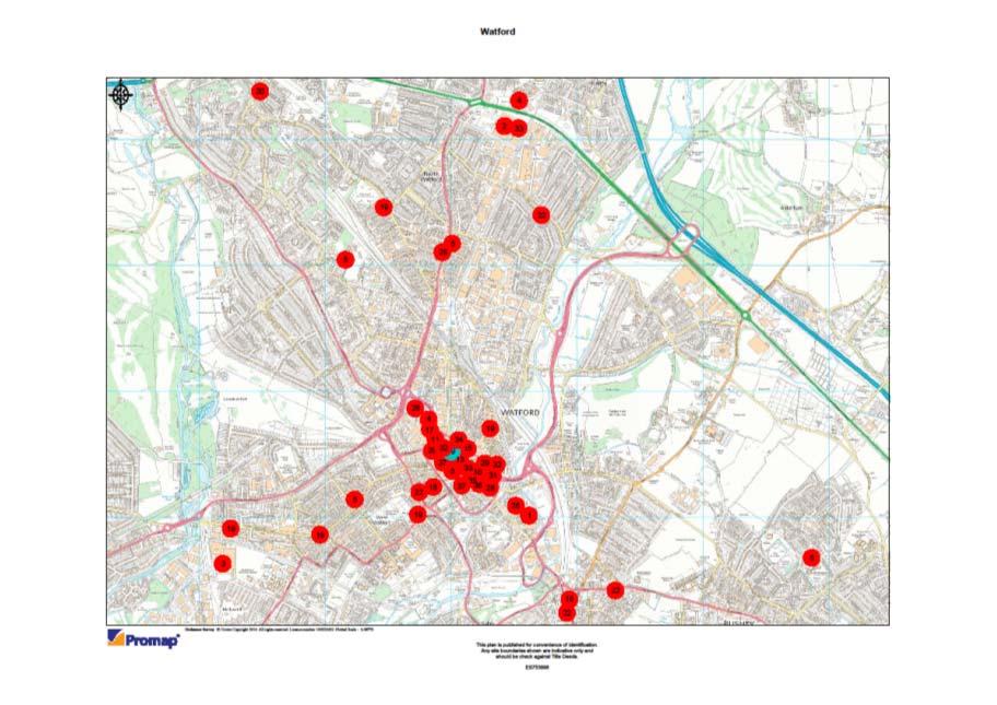 and the parties presented extensive evidence on options in each overlap area Retailer Key Competing Retailers within the Watford Retail Area (c 3m Number on Map Retailer Name Number of Competing