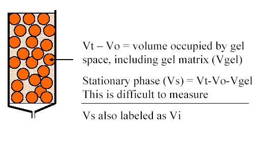 in the column, and not the size of the column Vo or void volume Ve = elution volume of solute Vo = void