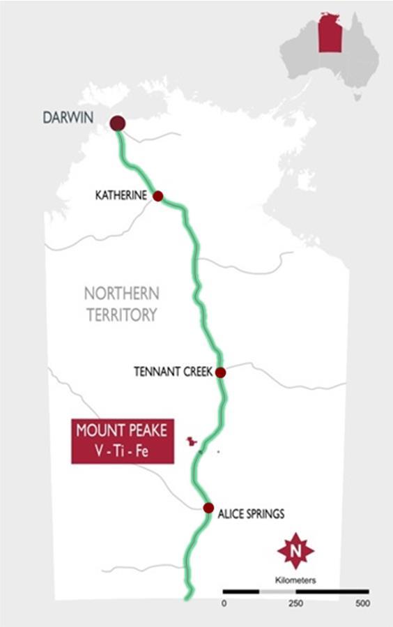 Mount Peake: Located in Australia s Fast-Growing North Located 235km north-west of Alice Springs Close to key transport and power infrastructure: Alice Springs-Darwin Railway, Stuart Highway, gas