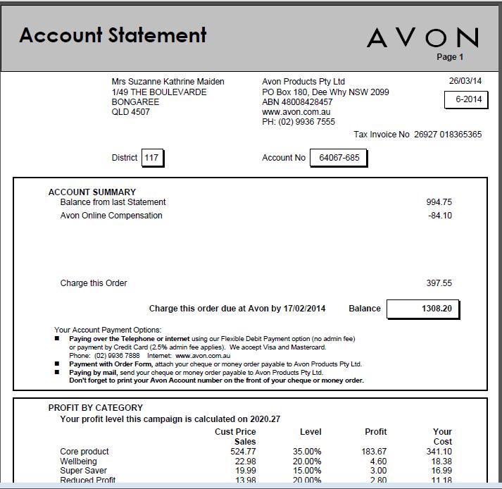 Account Statement Compensation applied Online