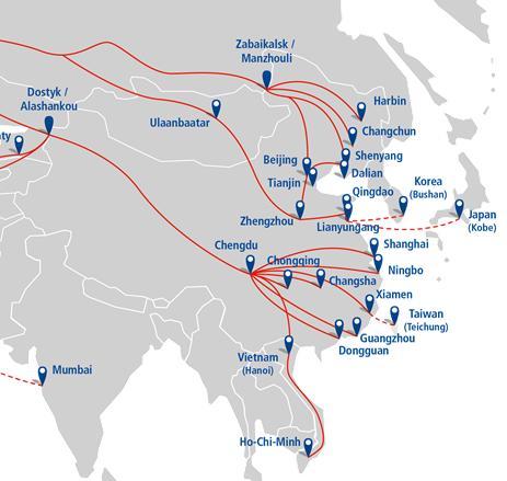 Transit Times China - Europe Route North China to Europe East China to Europe South China to Europe Vietnam to Europe Korea &