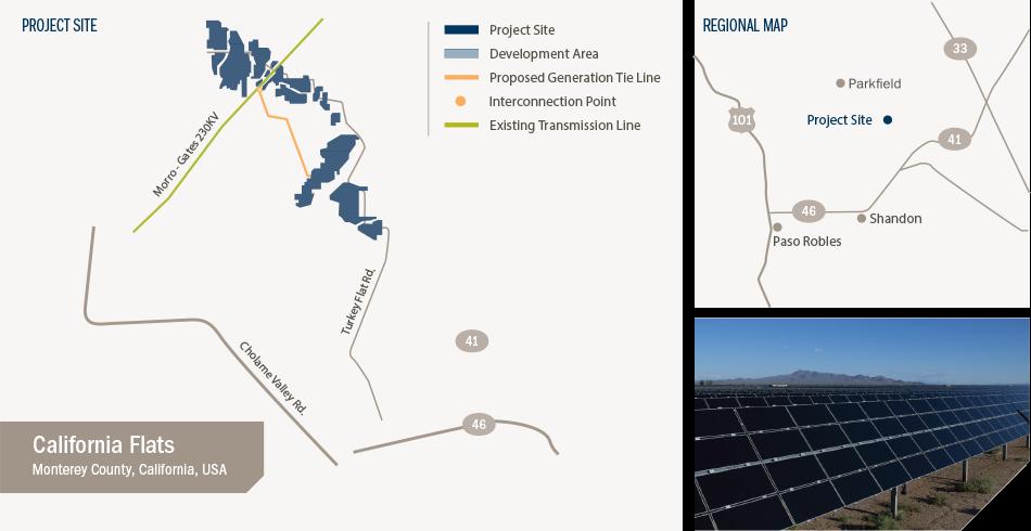 California Flats Solar Project Overview Approximately 2,900 acre project site located in Monterey County 280MW Initial construction started