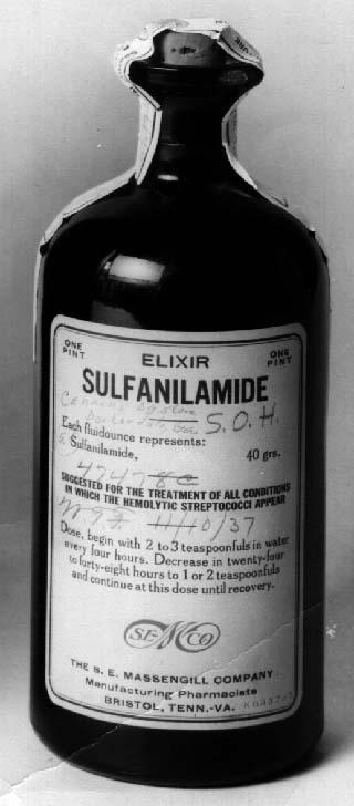 1937 - Sulfanilamide 108 deaths
