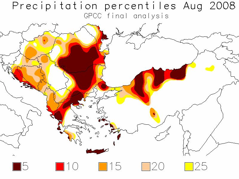Drought monitoring and forecast products Drought monitor Using Global Precipitation Climatology Centre (GPCC) data, maps of the SPI, Percentiles and Precipitation for the region are prepared.
