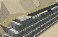 Install the rest of the AB Fieldstone facing units using the first block as a placement guide. Place AB Fieldstone anchoring units into the receiving slots of facing units.