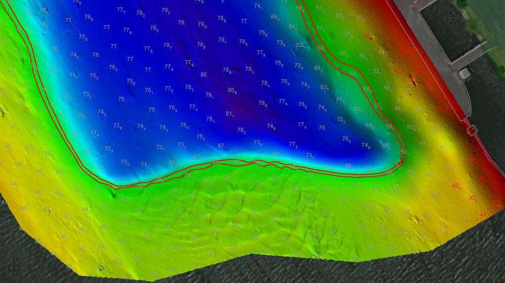 High Resolution Multibeam Survey of Offload Site Critical contours, selected