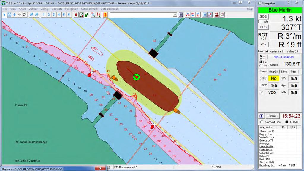 TV32 Image of Blue Marlin Navigating Through St Johns RR Bridge Buffer of dry dock