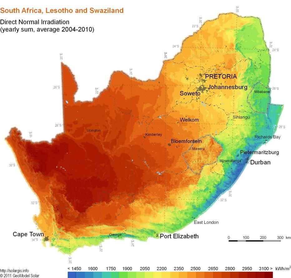 South Africa DNI DNI: Direct Normal Irradiance used for CSP