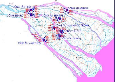 b Air environment Figure 2-9: Locations of environmental sampling positions Annually, the Center for Environmental Monitoring, Department of Natural Resources and Environment of Ben Tre province