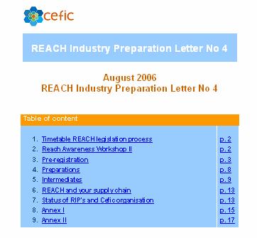 Cefic REACH Industry Preparation