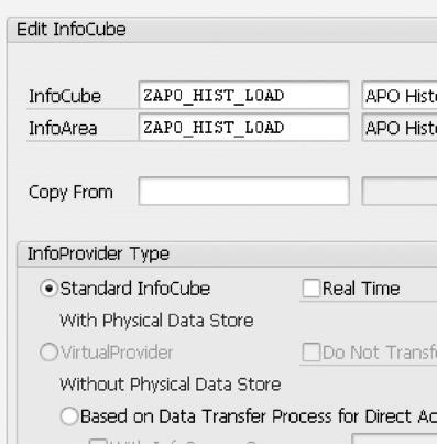 Data Staging for SAP APO-DP 4.3 3. Create InfoCube.