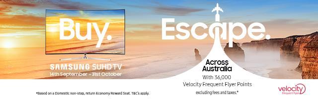 FAQ. What is the offer? Purchase any Samsung SUHD TV between 14th September and 31st October to be eligible to receive 36,000 Velocity Frequent Flyer Points* What is a Velocity Frequent Flyer?