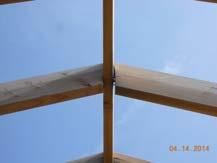 Noted roof construction issues: Major Concept: Ridge board without ceiling joists Inadequate heel connection (workmanship) Inadequate ridge connection (workmanship) Inadequate header size (wall
