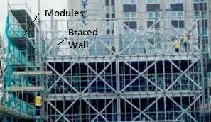 As in conventional building structures, roof and floors behave as diaphragms of the structure at each floor level, and these diaphragms integrate interior and exterior frames for gravity and lateral