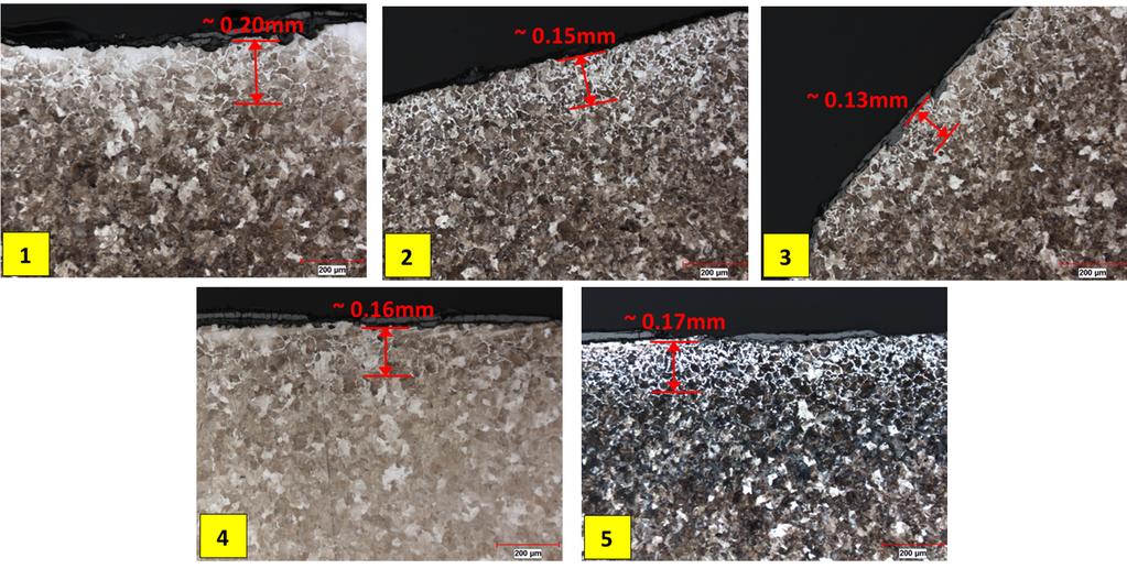 RCF Modeling Metallurgical Considerations 5 microstructure locations: Decarburized layer